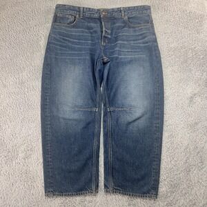 Madewell Jeans Womens 33 41x26 Blue Darted Barrel-Leg Wide-Leg High-Rise Crop